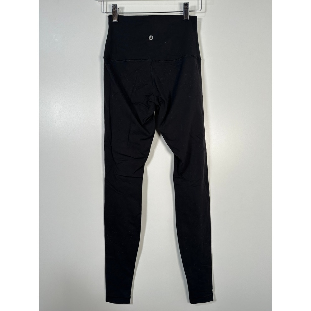 Lululemon High Rise Black Roll Down Yoga Leggings Athletic Gym Workout Pants 4